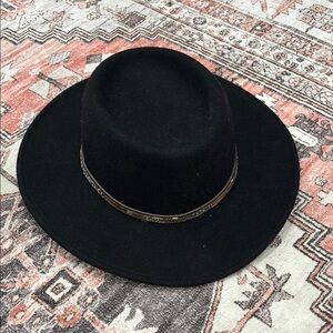 Stetson Black Felt Hat with Brown Band